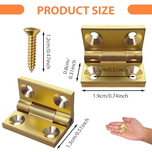 Small Brass Hinges, Mini Butt Hinges with Screws for Wood Jewelry Boxes