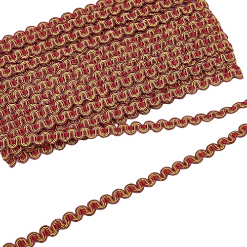 16.40 Yards x 13mm Wide Polyester Woven Fabric Trim Dark Red Braid Gimp Trim Rustic Woven Braid Trim for DIY Crafts Curtain Sofa Costume Slipcover Upholstery Sewing Home Decor - color: Dark Red