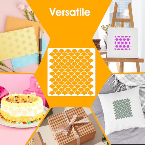 Xindojuz 16Pcs Geometric Stencils for Crafts Reusable, Plastic Texture Planner Stencils Layering Stencil for Painting on Wood, Wall, Furniture, Scrapbooking Fabrics Decor DIY Supplies (6x6 Inch)