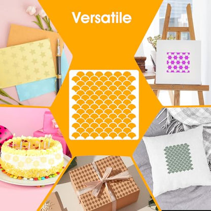 Xindojuz 16Pcs Geometric Stencils for Crafts Reusable, Plastic Texture Planner Stencils Layering Stencil for Painting on Wood, Wall, Furniture, Scrapbooking Fabrics Decor DIY Supplies (6x6 Inch)