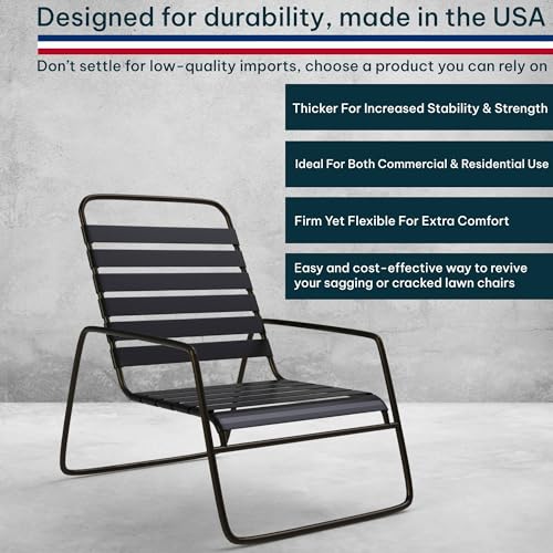 KOMORAX 200ft Long 1.5" Wide Vinyl Chair Strapping. Repair & Replacement Matte Finish.for Patio Outdoor Lawn Garden Durable Attractive (Black) - color: Black
