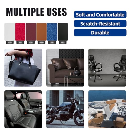 Faux Leather Fabric,54"x12" Thick Durable Synthetic Upholstery Leather Vinyl, Soft Smooth Waterproof, Durable,Replacement Renovate for Wallets, DIY Projects, Furniture, Car Seats 1 Foot-Wine - color: Wine, size: 1 foot (54" x 12")