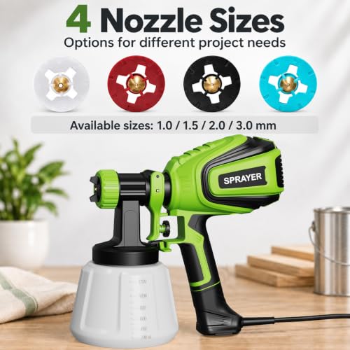 VONFORN Paint Sprayer for House Painting,700W HVLP Spray Gun Easy to Clean - color: Grass Green