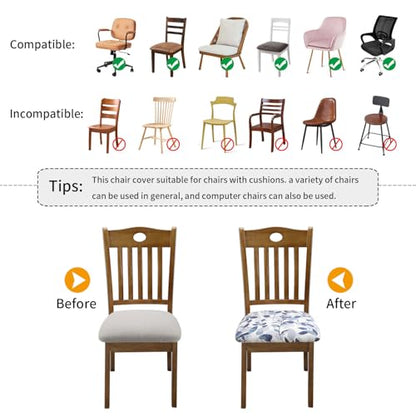 Fuloon Dining Chair Seat Covers Stretch Slipcovers, Set of 6, Grey Blue - color: F-grey Blue, size: Not Waterproof
