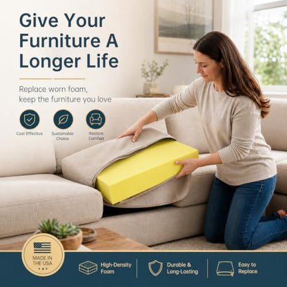 Custom Cut Foam High Density Upholstery Foam Replacement Cushion Pad
