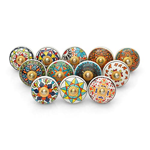 Drawer Knobs - Pack of 12 - color: Multicolour Mandala