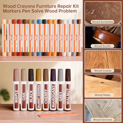 Wood Repair Crayons – 24 Colors, Scratch Filler for Floors & Furniture