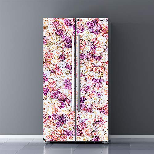 Nature Art Self Stick Vinyl Door Mural Sticker, Peel and Stick Removable Refrigerator Wrap Decal, Sweet Roses, 32.3x78.7, 2 Pcs Set - color: Sweet Roses