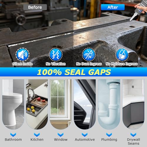 Gray RTV Silicone Sealant Adhesive 100% High Temperature Silicone Caulk Waterproof Stronger Adhesion Shrink & Crack Proof for Automotive Kitchen Bathroom Window Gasket -1.8oz/50g - color: Gray