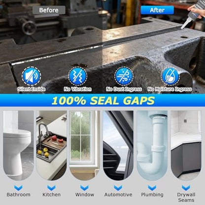 Gray RTV Silicone Sealant Adhesive 100% High Temperature Silicone Caulk Waterproof Stronger Adhesion Shrink & Crack Proof for Automotive Kitchen Bathroom Window Gasket -1.8oz/50g - color: Gray