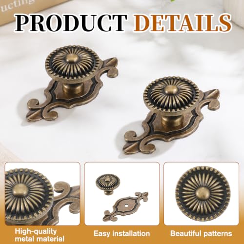 2 Pack Drawer Knobs Vintage, Antique Brass Cabinet Knobs and Pulls
