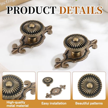 2 Pack Drawer Knobs Vintage, Antique Brass Cabinet Knobs and Pulls