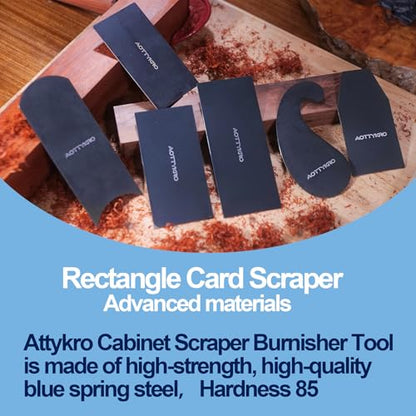 6PCS Cabinet Card Scrapers, High-Strength Blue Spring Steel Woodworking Tools for Engraving, Deburring, Polishing & Contour Sanding - size: Set C