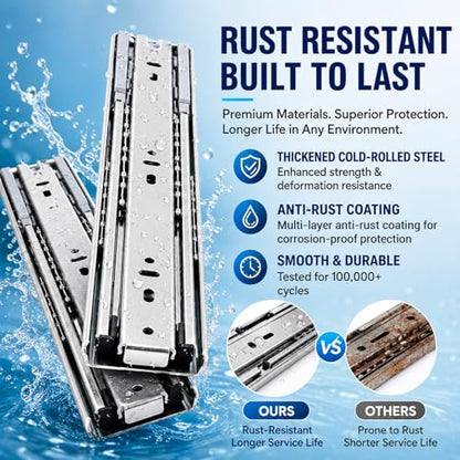 Soft Close Heavy Duty Drawer Slides Load 136 lbs Full Extension Runners 12 14 16 18 20 22 24 26 28 30 32 34 36 38 40 Inch Side Mount Rails for Drawer Capacity 136 lb 1 Pair(Soft Close) - size: 22 Inch, style: Soft Close