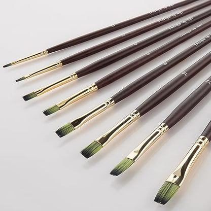 Falling in Art 9 PCS Long Handle Flat Brushes Set - style: Flat