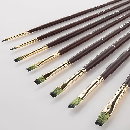Falling in Art 9 PCS Long Handle Flat Brushes Set - style: Flat