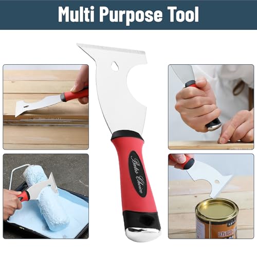 Bates- Paint Scraper, 8 in 1, Painters Tool, Paint Scraper Tool with Metal Hammer End