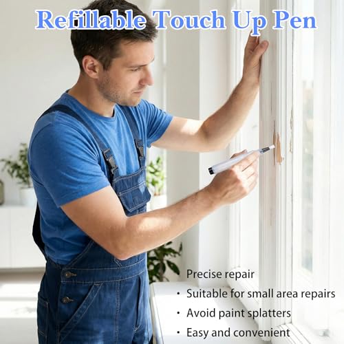 10 Pcs Refillable Paint Touch Up Pen Set Empty Refillable Paint Brush Reusable Wall Touchup Pen Multi-Surface Repair Tool Brushes for Home Furniture Wood Cabinets Windows DIY Crafts Projects Supplies