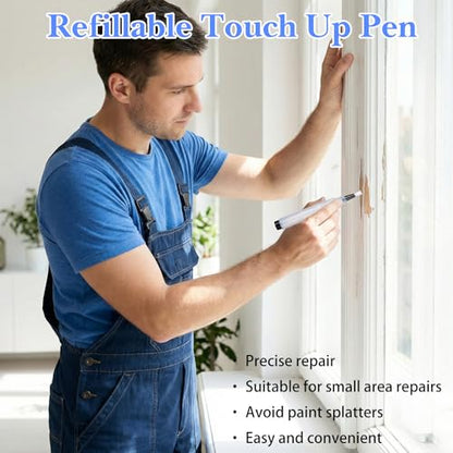 10 Pcs Refillable Paint Touch Up Pen Set Empty Refillable Paint Brush Reusable Wall Touchup Pen Multi-Surface Repair Tool Brushes for Home Furniture Wood Cabinets Windows DIY Crafts Projects Supplies