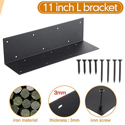 Blulu 12 Pcs Raised Garden Bed Corner Brackets for 20-24'' Bed, Metal Garden Corner Bracket Decorative 11 x 3 x 3 L Corner Brackets with Screws for Furniture Flower Vegetable Planter (Black)