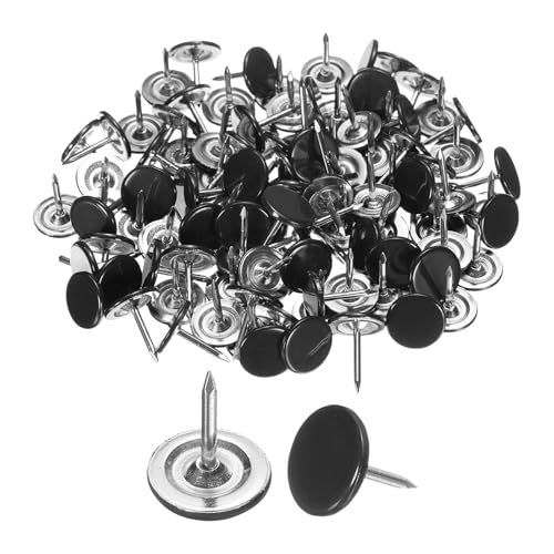 uxcell 120Pcs Push Pins, 11mmx13mm Round Flat Head Decorative Thumb Tacks Upholstery Tacks for Cork Board Office Wall Hangings, Black - color: Black, size: 11mmx13mm