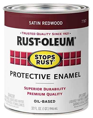 Rust-Oleum Stops Rust Brush On Protective Enamel Paint, Satin Redwood - color: Satin Redwood, size: 32 Fl Oz (Pack of 1)