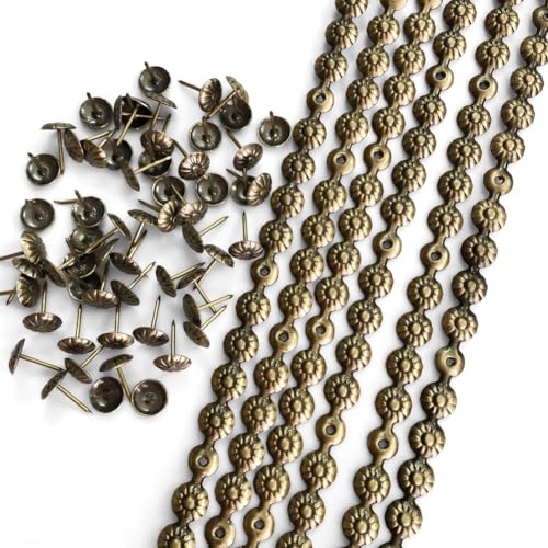 10Meters Upholstery Tacks Strips/Nailhead Trims(G:11mm Brass Flower) - color: Brass Flower, size: 11mm