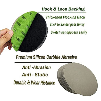 6 Inch 3000 Grit Wet Dry Sandpaper，25 PCS Hook and Loop Sanding Discs - style: Grit 3000