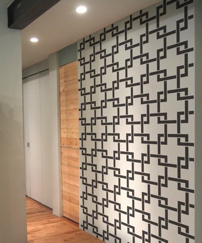Stencil1 Square Lattice Repeat Pattern Stencil 11" x 11" Wallpaper Wall