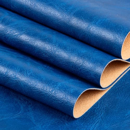 Faux Leather Fabric Sheet, 36 x 54 Inches, Texture Synthetic Material for DIY Crafts, Leather earings,Upholstery, Automotive, Sofa Projects Individual 1 Yard Cut (R-Blue, One Yard) - color: R-blue, size: One Yard