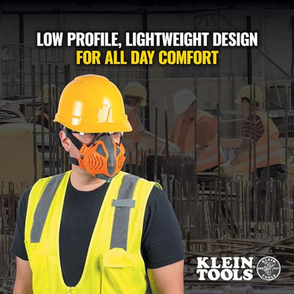 Klein Tools 60553 Reusable P100 Half-Mask Respirator with Replaceable Filters for Dust, Metal Fumes, and Oil Mist, S/M