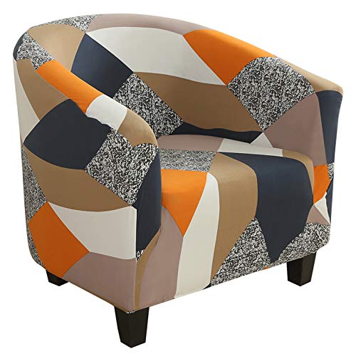 SearchI Club Chair Slipcover Stretch Barrel Chair Covers Printed Tub Chair Slipcovers Soft Spandex Armchair Sofa Cover Removable Couch Furniture Protector Arm Chair Cover for Living Room(Flower 12) - color: Flower 12