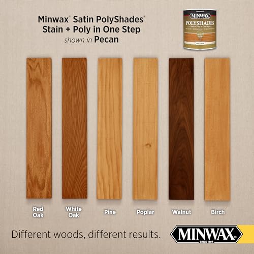 Minwax PolyShades Wood Stain + Polyurethane Finish – ½ Pint, Pecan, Satin - color: Pecan, size: 0.25 Quart, style: Satin