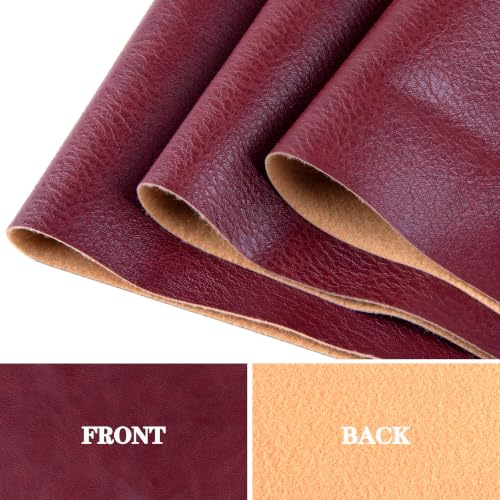 Faux Leather Sheets Fabric 54" X 36",Thick Durable Synthetic Upholstery Vinyl, Suitable for Furniture Replacement and Renovation Materials, Wallets, DIY Sewing Projects (Burgundy, 1 Yard) - color: Burgundy, size: 1 YARD