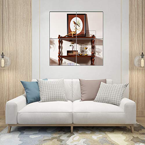 Glass Full Length Wall Mirror Tiles, 12" x 12" x 4PCS Home Gym Mirror - size: 12"x12"-4pcs