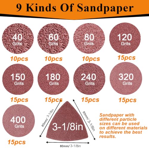 120 PCS Triangle Oscillating Multi Tool Sanding Pads