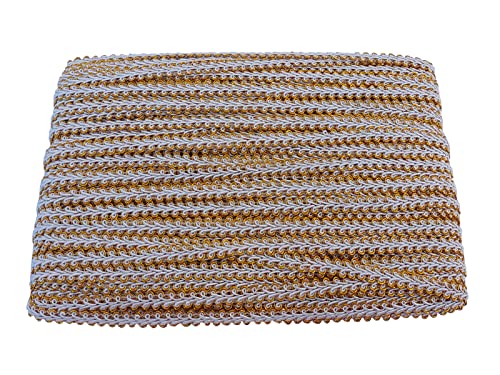 3/8 Inch Gimp Braid Trim 50 Yards for Upholstery Costume DIY Crafts (1328 Dark Gold White) - color: Dark Gold White