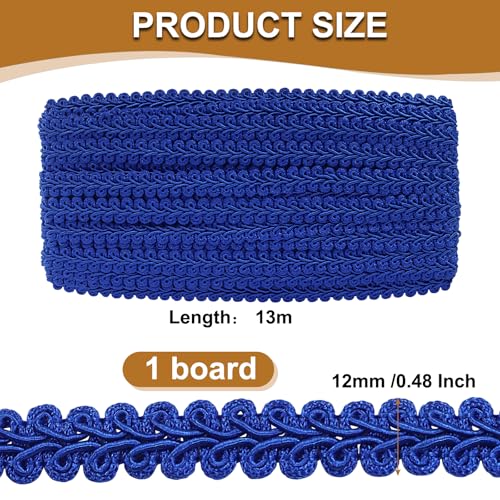 Gimp Braid Trim, Navy Blue, 1/2 Inch, 14 Yards - color: Blue