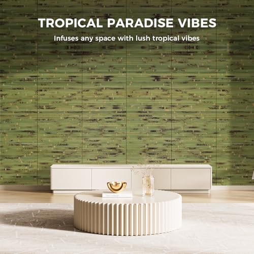 OUZUGIE 1 Pack 96x24 Inch Natural Bamboo Wall Panel - color: Green Burned, size: 24" x 96"