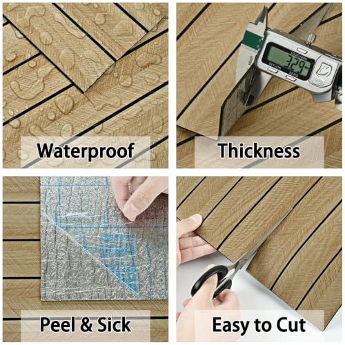 Brown Wood Grain 3D Wall Panels Peel and Stick for Wall 12×118" - color: Brown, size: 12" x 120"