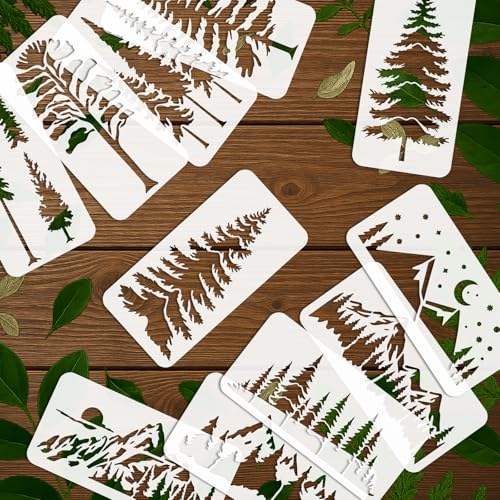19Pcs Mountain Forest Stencil for Painting, 3.94 x 7.87inch - color: mountain forest