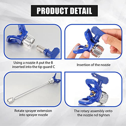 9 Pcs Airless Paint Sprayer Tips Reversible Spray Tip Airless Paint Sprayer Nozzle and Spray Gun Tip Extension with Red Guard Pole Rod and Tips (211,313,415,517,623) - size: 211,313,415,517,623