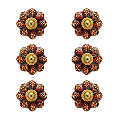 Cabinet Knobs - Boho Handmade Ceramic Dresser Pulls Kitchen Cupboard Wardrobe Handle Countryside Farmhouse Decor Furniture Hardware - Brown Dotted - Pack of 4 - color: Brown Dotted
