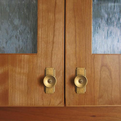 6 Pack Antique Brass Cabinet Knob with Backplate Retro Round Knob - color: Antique Brass, style: Stepped