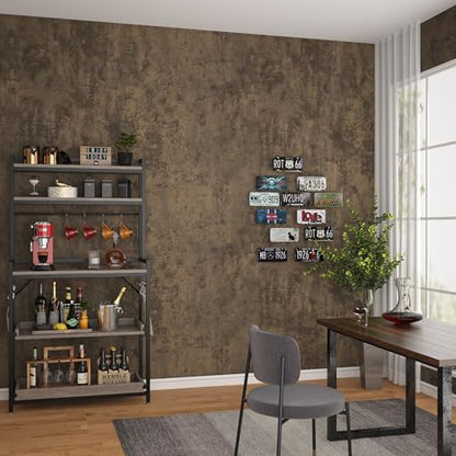 48x354in Extra Wide Concrete Wallpaper Peel and Stick Dark Brown Cement Countertop Contact Paper Waterproof Vinyl Wrap Matte Thick Bubble-Free Design Self-Adhesive Wall Sticker Retro Industrial Style - color: Dark Brown, size: 48" x 354"