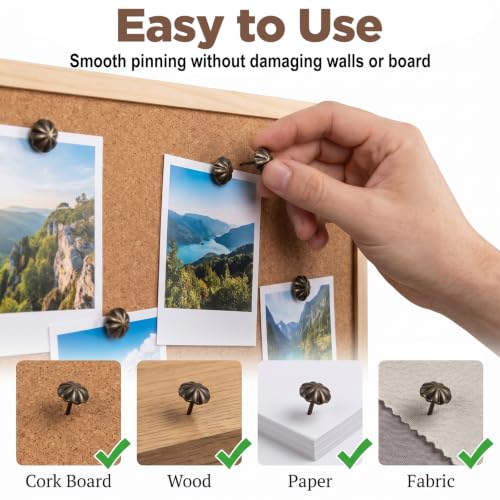 150Pcs Upholstery Tacks for Furniture, Antique Furniture Tacks Cute Thumb Tack for Sofa, Chair, Home Decor, Dark Antique Brass