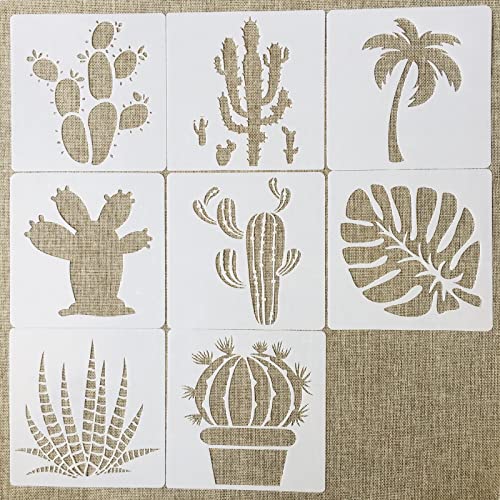 TIAMECH 8 Pcs Reusable Succulent Plants Cactus Stencils for Painting - style: 8Pcs Cactus