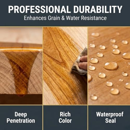 Sutherland Welles Botanical Polymerized Tung Oil Wood Finish - High Lustre Sealer for Furniture & Cutting Boards - Low VOC Citrus Solvent Made in USA 32 OZ