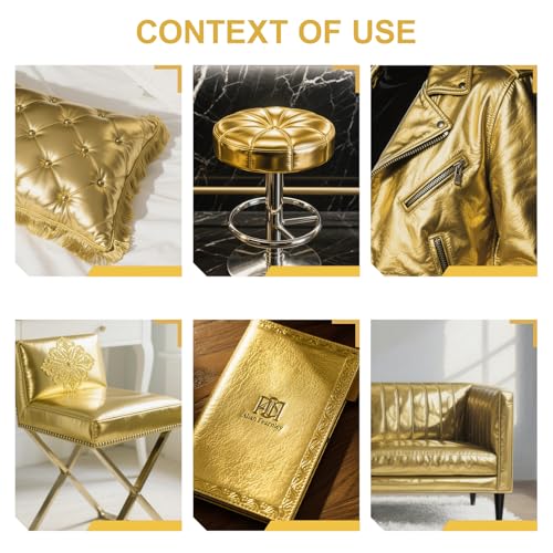 Faux Leather Fabric Smooth Solid 54" x 36" (Golden) - color: Golden