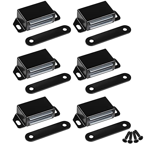 WOOCH Magnetic Door Catch - 30lb High Magnetic Stainless Steel Heavy Duty Catch for Kitchen Bathroom Cupboard Wardrobe Closet Closures Cabinet Door Drawer Latch (2.1 in Black, 6-Pack) - color: Black, size: 6 Pack
